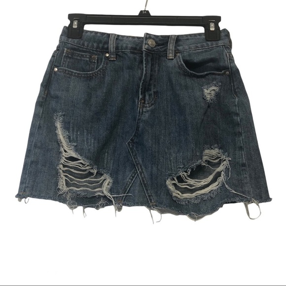 PacSun Distressed Denim Skirt - Picture 1 of 5